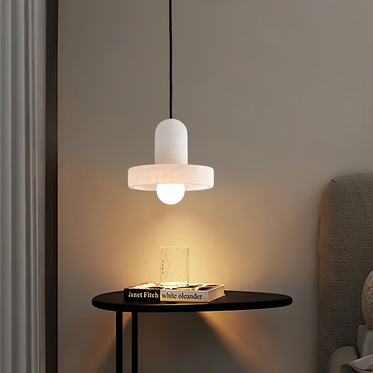 Carrara Alabaster Pendant Light – Modern Minimalist Ceiling Lamp