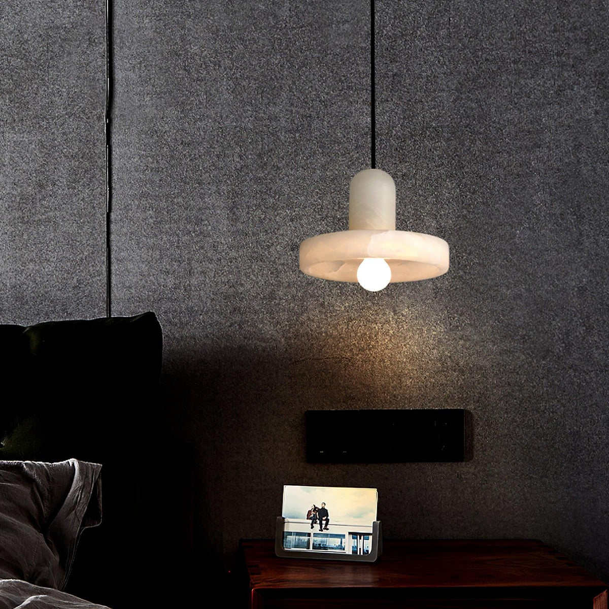 Carrara Alabaster Pendant Light – Modern Minimalist Ceiling Lamp