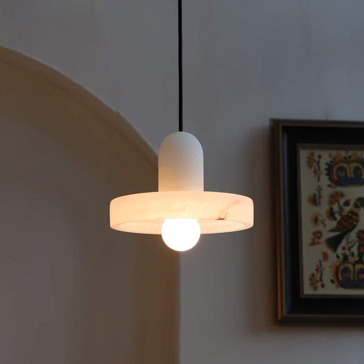 Carrara Alabaster Pendant Light – Modern Minimalist Ceiling Lamp