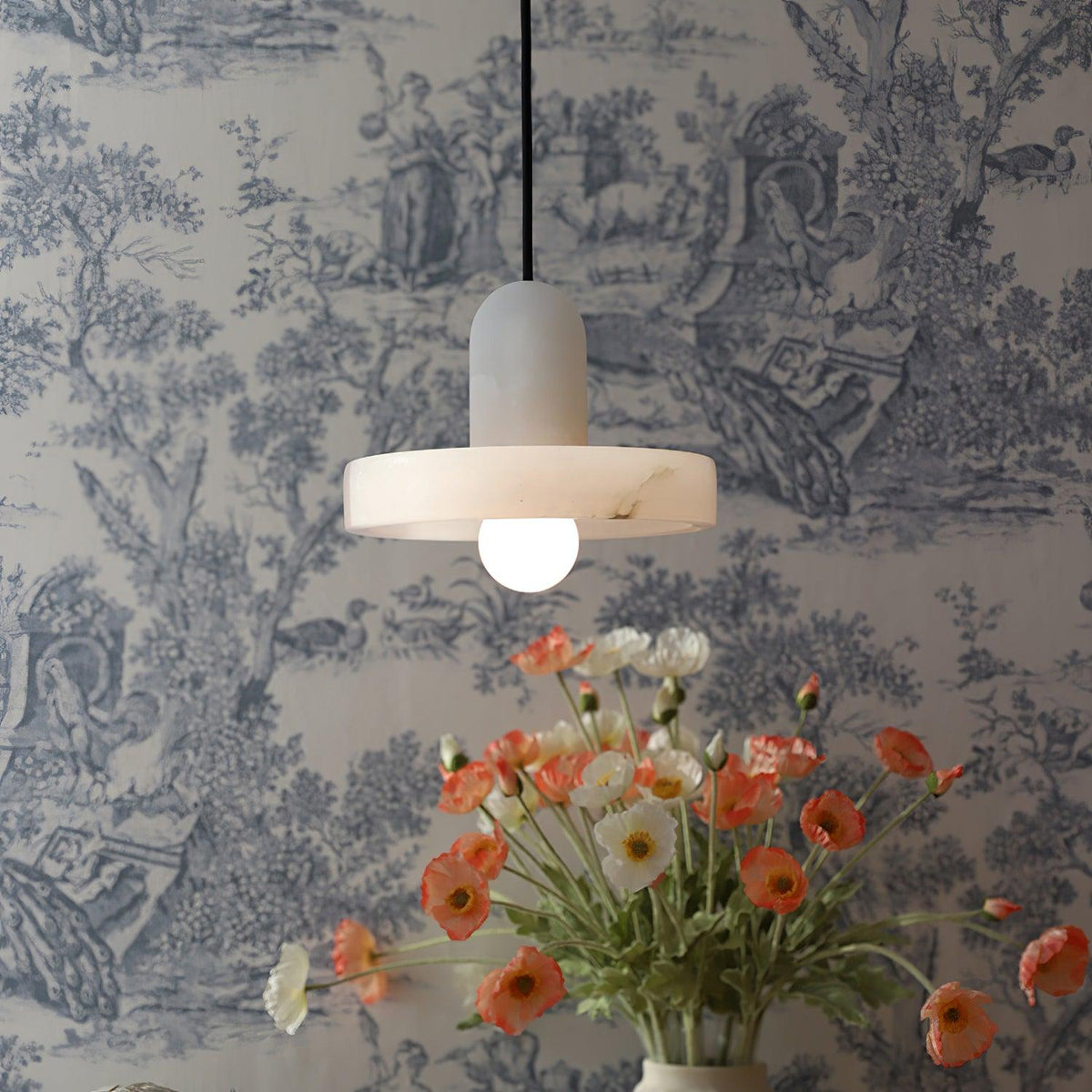 Carrara Alabaster Pendant Light – Modern Minimalist Ceiling Lamp