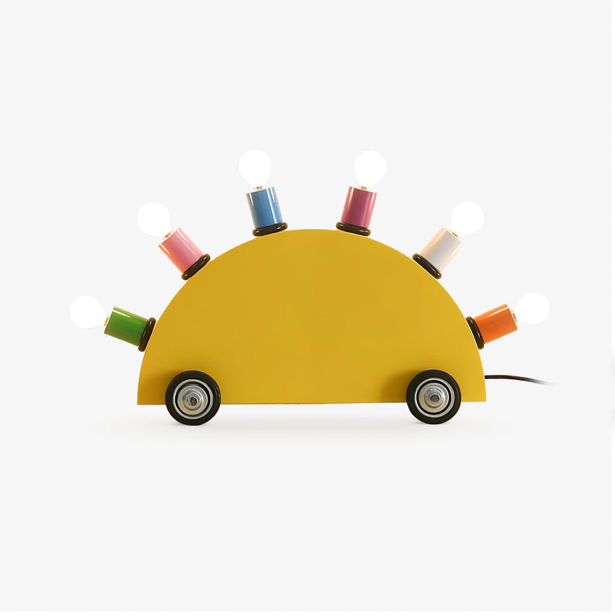 Memphis Style Cartoon Car Table Lamp with Six Bulbs, Metal Body in Yellow or Blue