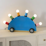 Memphis Style Cartoon Car Table Lamp with Six Bulbs, Metal Body in Yellow or Blue