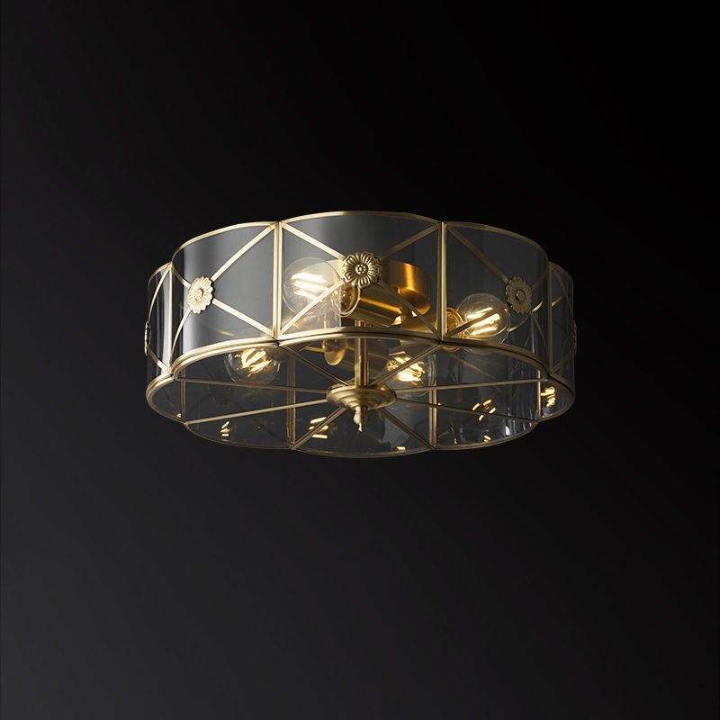 Carved Brass Ceiling Lamp