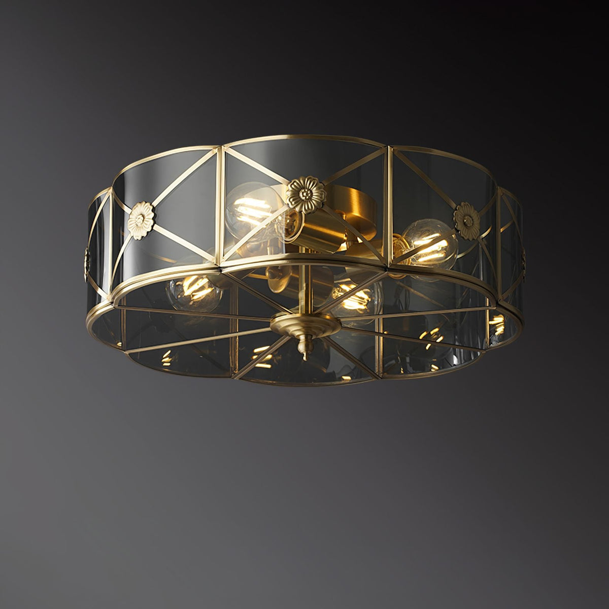 Carved Brass Ceiling Lamp