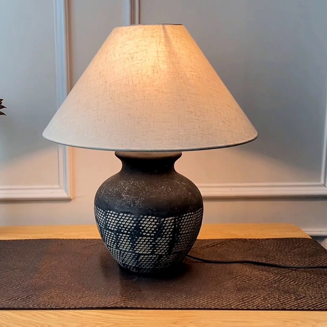Carved Ceramic Table Lamp