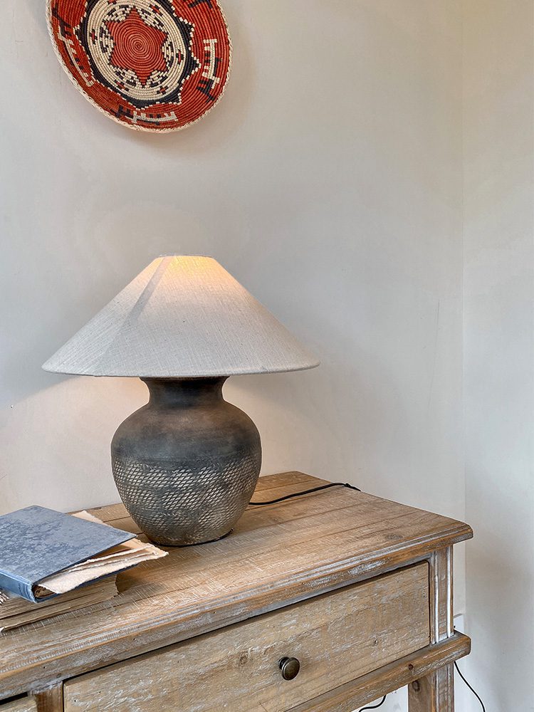 Carved Ceramic Table Lamp