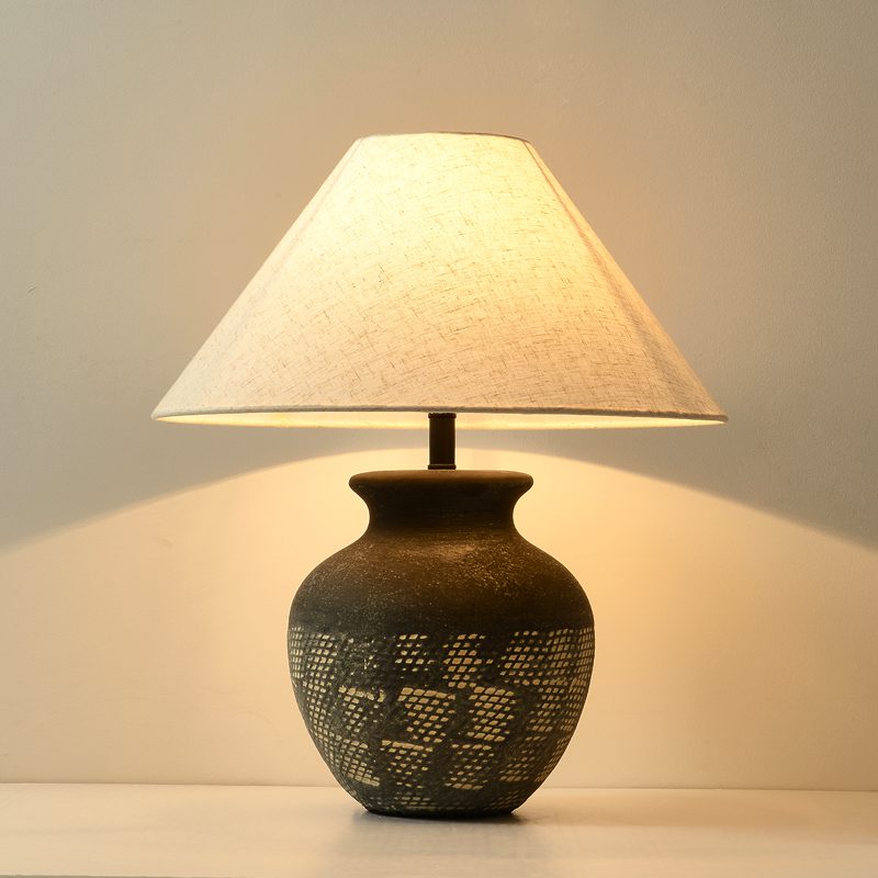 Carved Ceramic Table Lamp