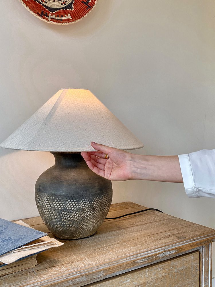 Carved Ceramic Table Lamp