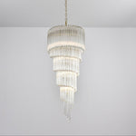 Cascada Spiral Clear Glass Chandelier for Staircases and Foyers