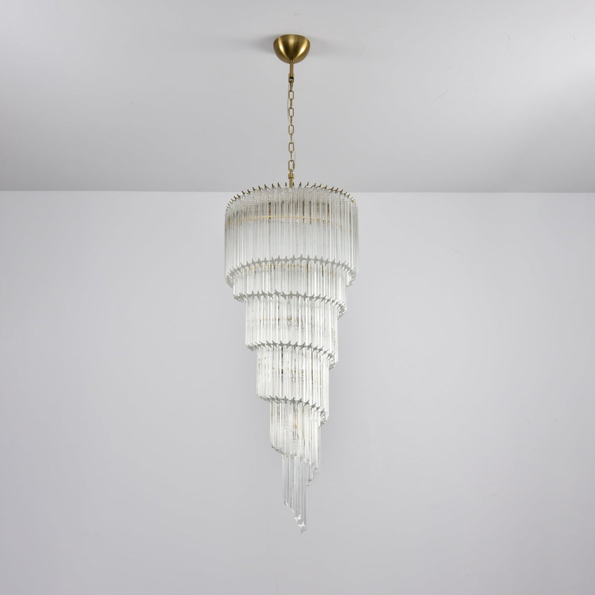 Cascada Spiral Clear Glass Chandelier for Staircases and Foyers