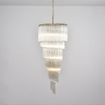 Cascada Spiral Clear Glass Chandelier for Staircases and Foyers