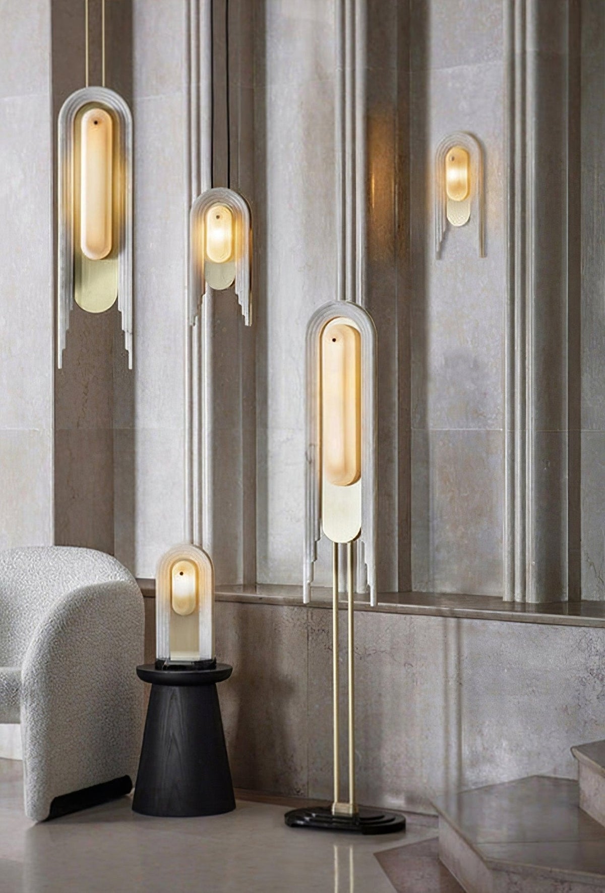 Cascada Alabaster Wall Sconce in Brushed Brass with LED