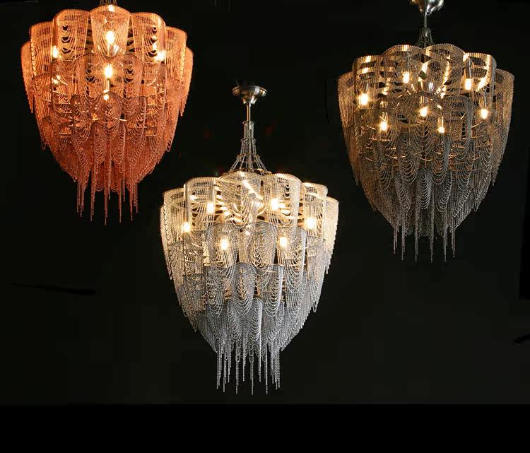 Cascade Aluminum Chain Chandelier – Modern Sculptural Pendant Light for Dining and Living Spaces