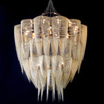 Cascade Aluminum Chain Chandelier – Modern Sculptural Pendant Light for Dining and Living Spaces