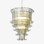 Cascade Glass Green Chandelier | Handcrafted Murano Glass Pendant for Dining & Living Rooms