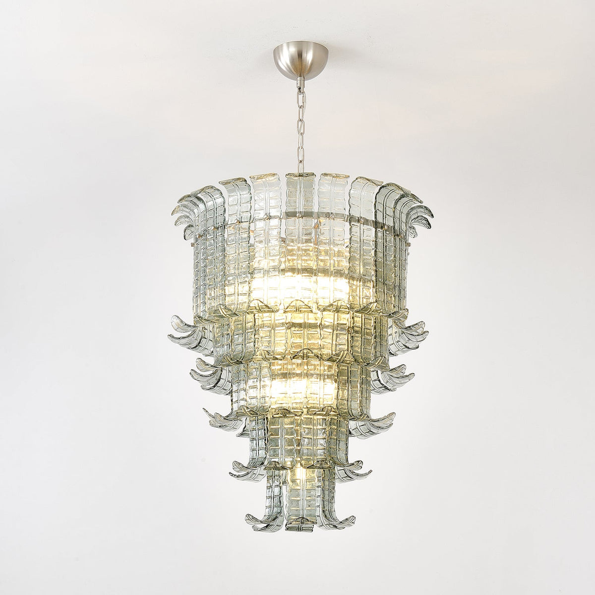 Cascade Glass Green Chandelier | Handcrafted Murano Glass Pendant for Dining & Living Rooms