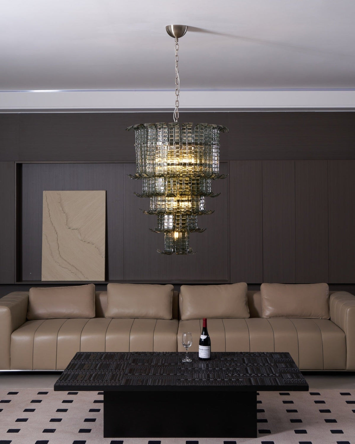 Cascade Glass Green Chandelier | Handcrafted Murano Glass Pendant for Dining & Living Rooms