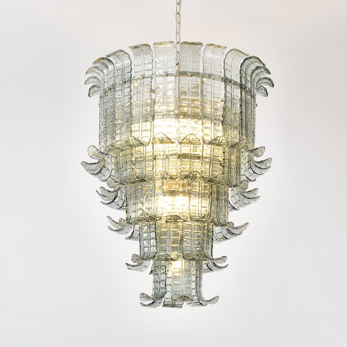 Cascade Glass Green Chandelier | Handcrafted Murano Glass Pendant for Dining & Living Rooms
