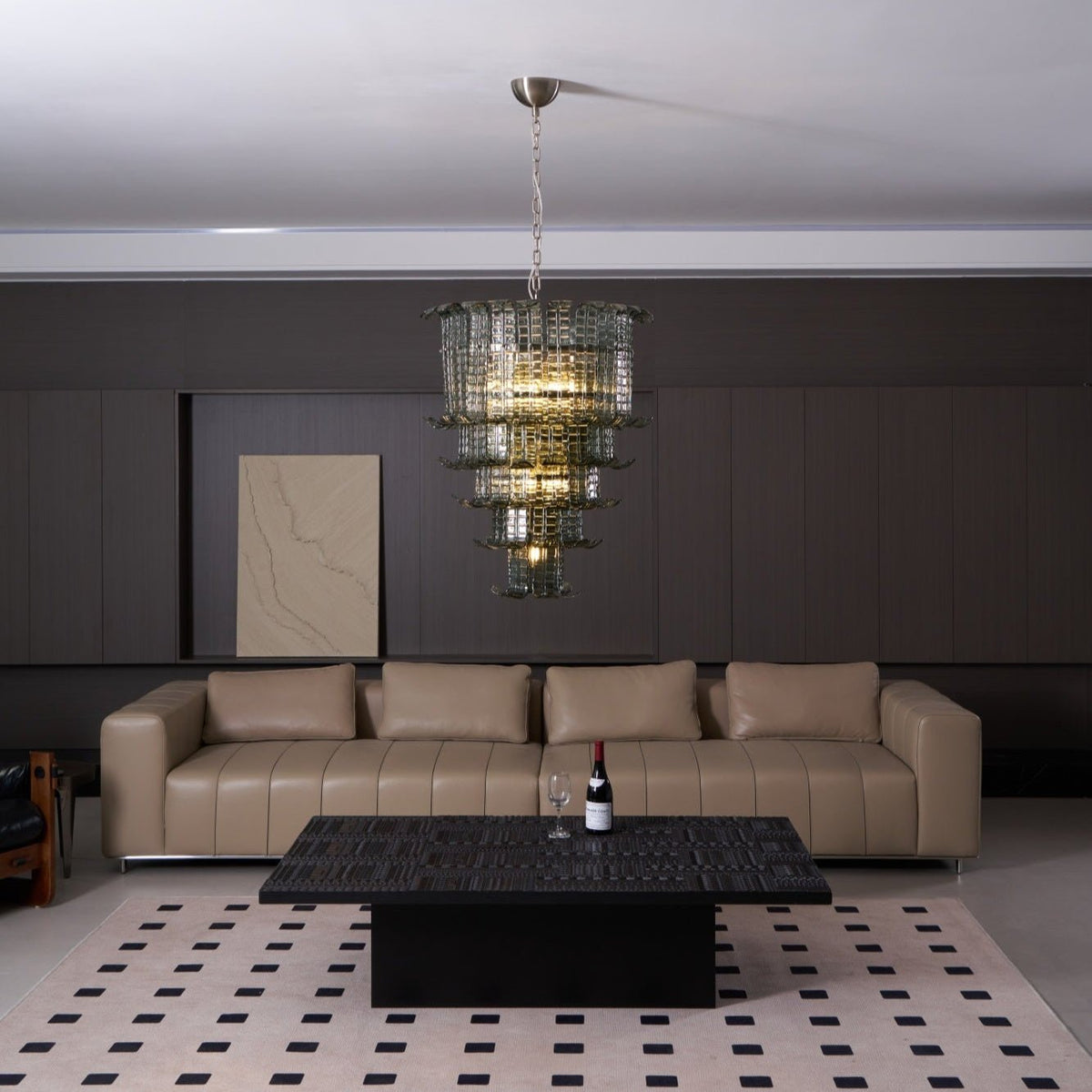 Cascade Glass Green Chandelier | Handcrafted Murano Glass Pendant for Dining & Living Rooms