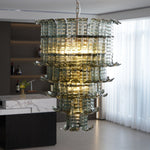 Cascade Glass Green Chandelier | Handcrafted Murano Glass Pendant for Dining & Living Rooms