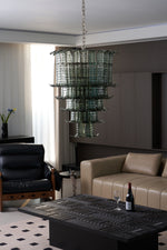 Cascade Glass Green Chandelier | Handcrafted Murano Glass Pendant for Dining & Living Rooms