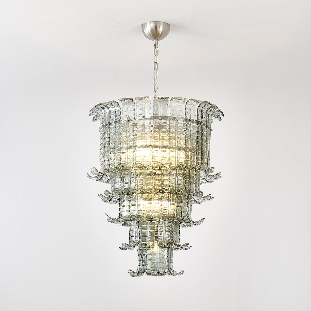 Cascade Glass Green Chandelier | Handcrafted Murano Glass Pendant for Dining & Living Rooms