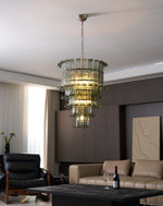 Cascade Glass Green Chandelier | Handcrafted Murano Glass Pendant for Dining & Living Rooms