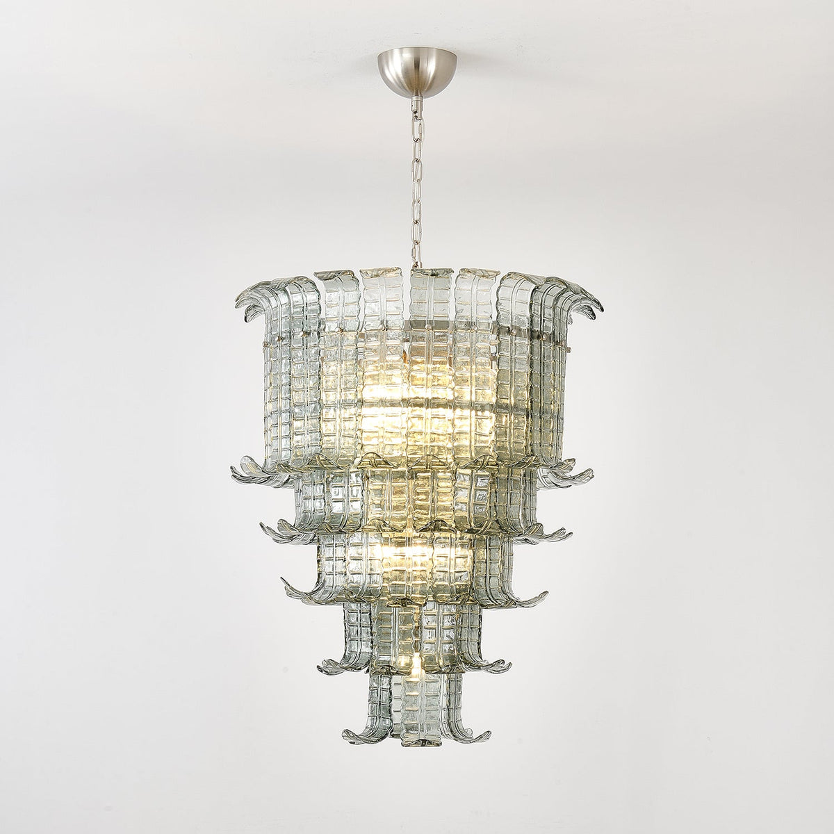 Cascade Glass Green Chandelier | Handcrafted Murano Glass Pendant for Dining & Living Rooms