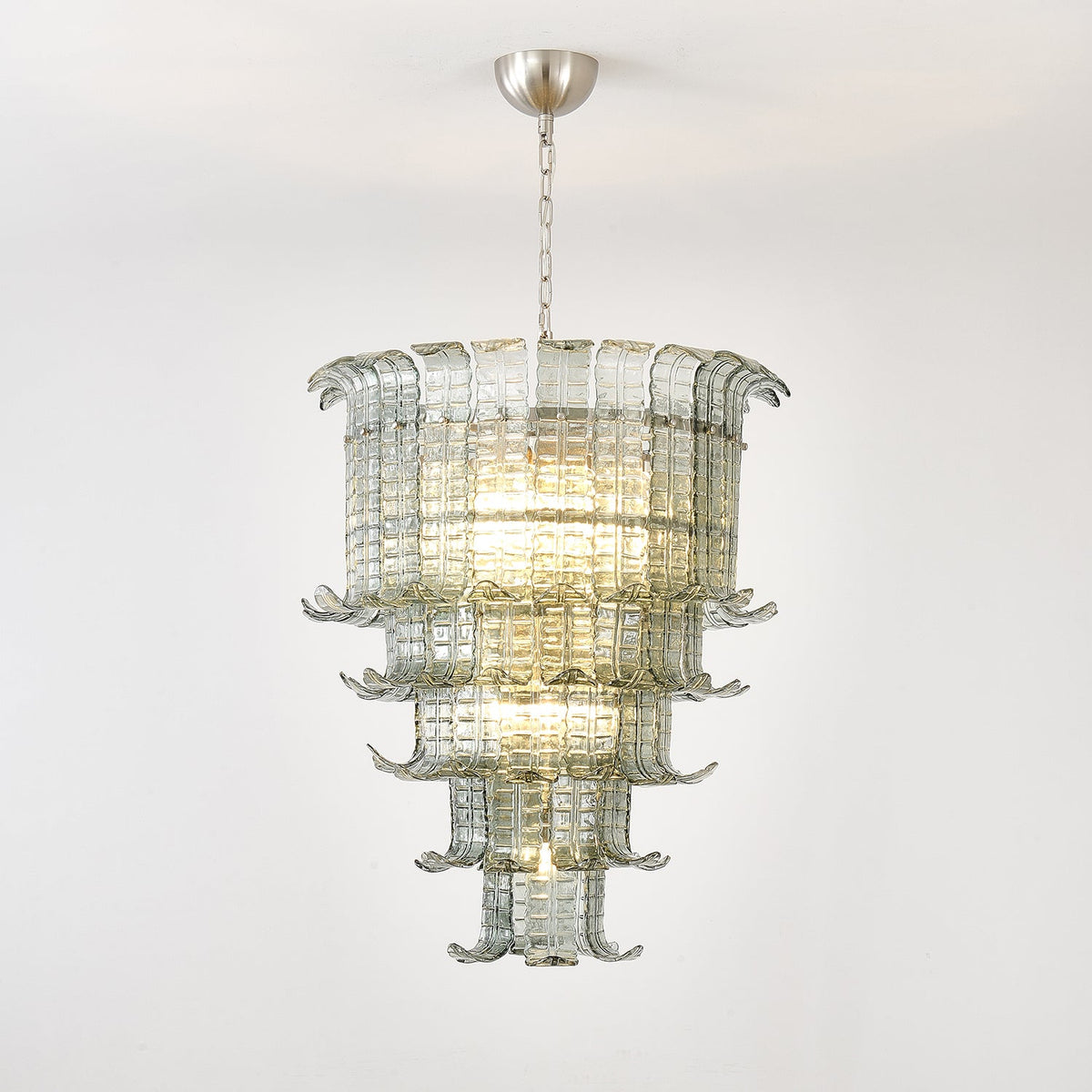 Cascade Glass Green Chandelier | Handcrafted Murano Glass Pendant for Dining & Living Rooms