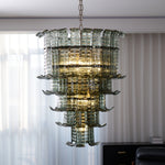 Cascade Glass Green Chandelier | Handcrafted Murano Glass Pendant for Dining & Living Rooms