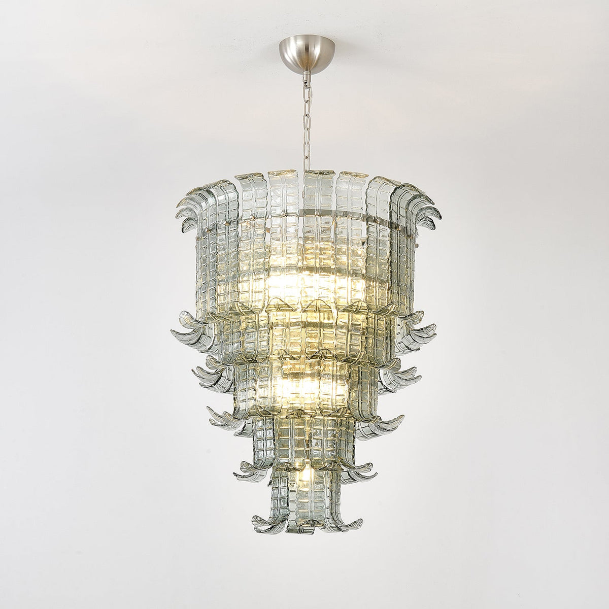 Cascade Glass Green Chandelier | Handcrafted Murano Glass Pendant for Dining & Living Rooms