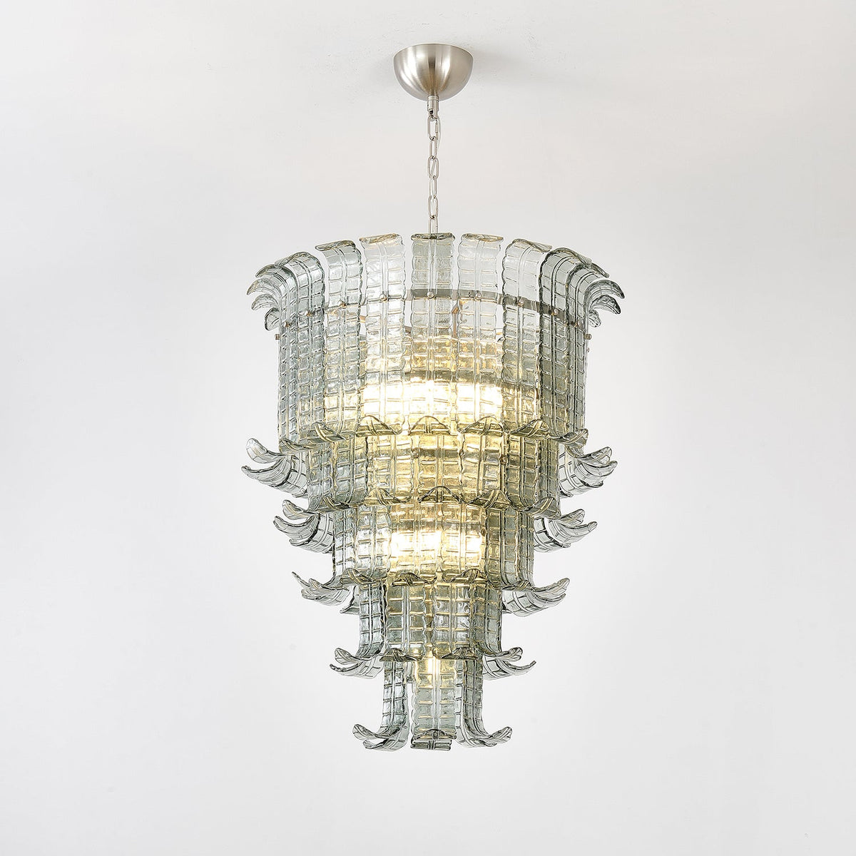 Cascade Glass Green Chandelier | Handcrafted Murano Glass Pendant for Dining & Living Rooms