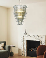 Cascade Glass Green Chandelier | Handcrafted Murano Glass Pendant for Dining & Living Rooms