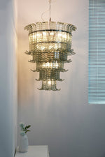 Cascade Glass Green Chandelier | Handcrafted Murano Glass Pendant for Dining & Living Rooms