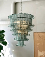 Cascade Glass Green Chandelier | Handcrafted Murano Glass Pendant for Dining & Living Rooms
