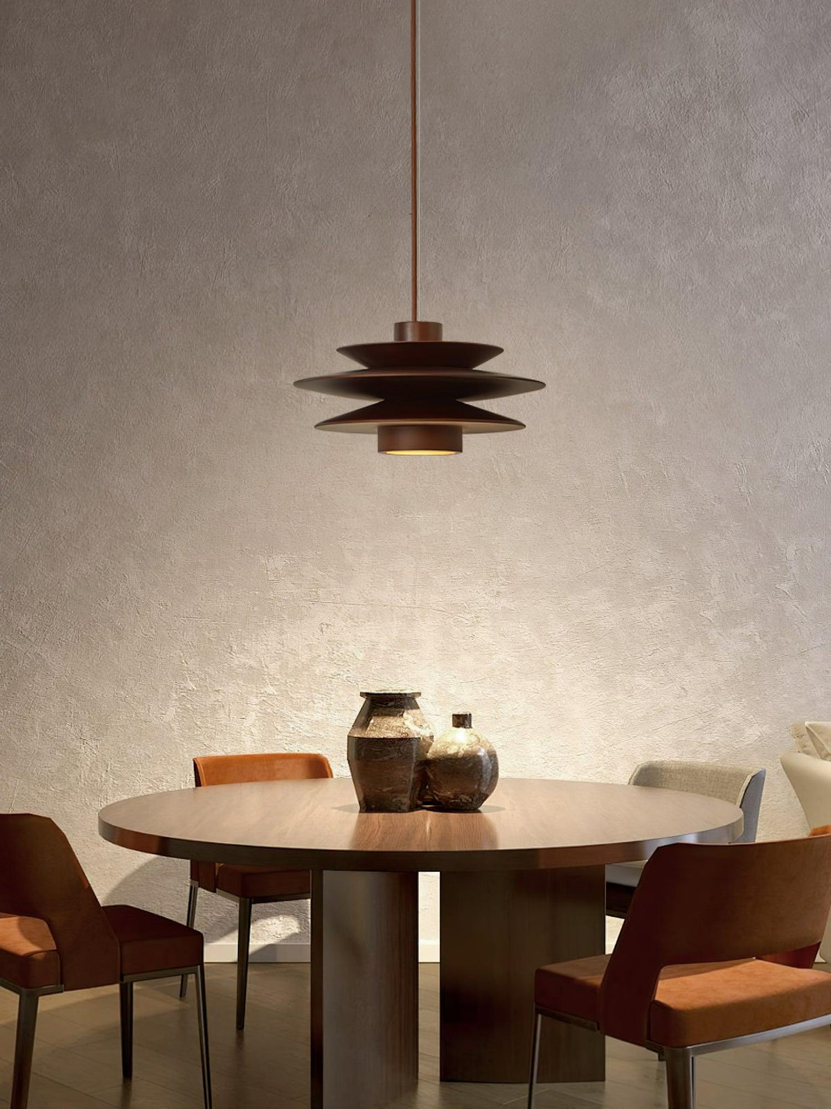 Cascade Wooden Disc Pendant Light – Modern Organic Chandelier for Dining & Living Spaces