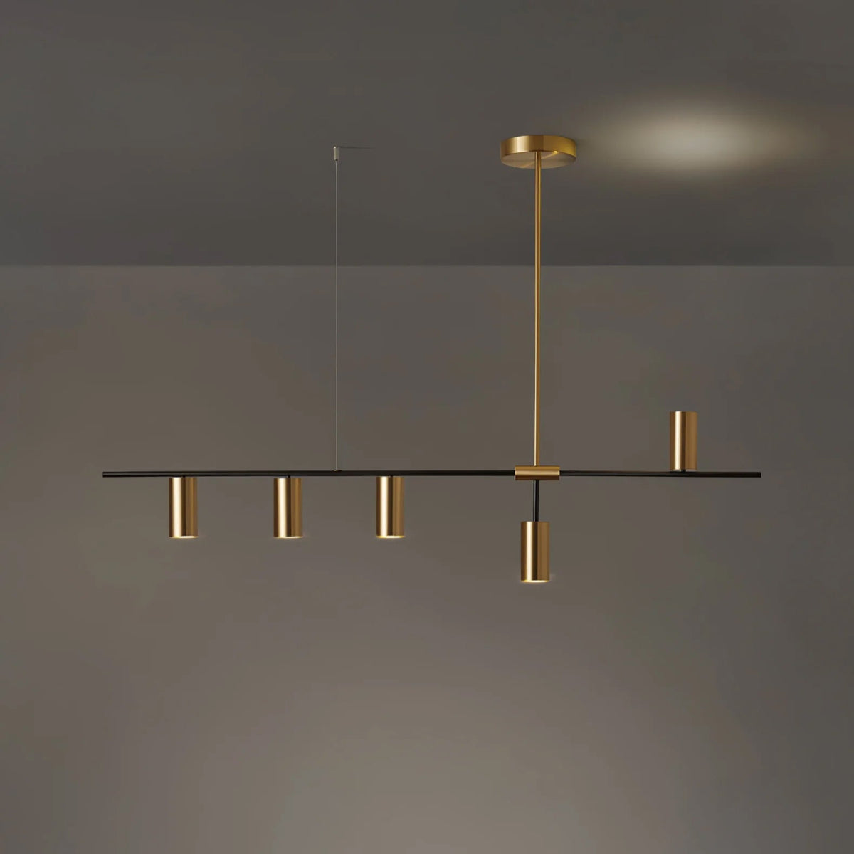 Cassandra Linear Chandelier – Modern Gold & Black Pendant Light for Kitchen Island