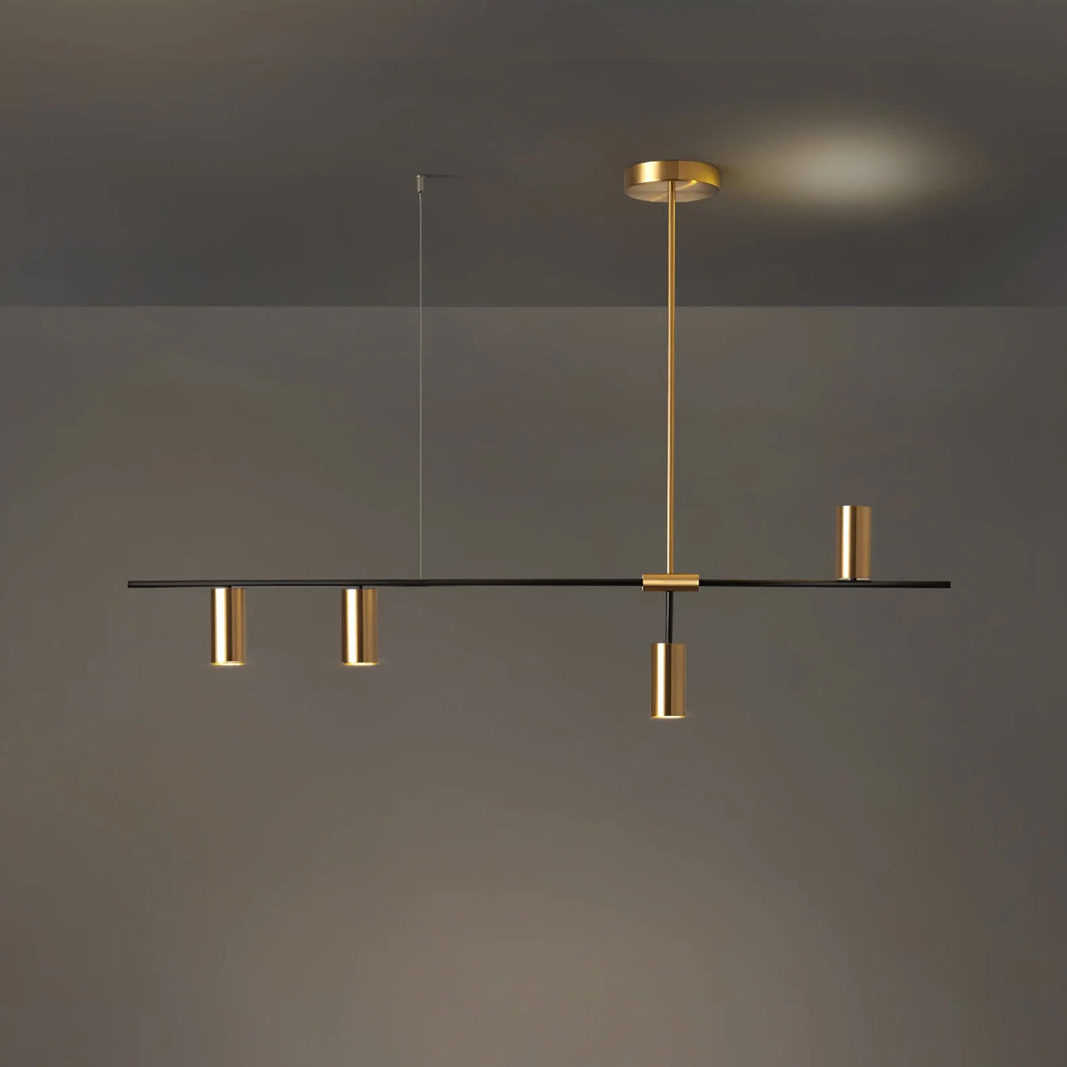 Cassandra Linear Chandelier – Modern Gold & Black Pendant Light for Kitchen Island