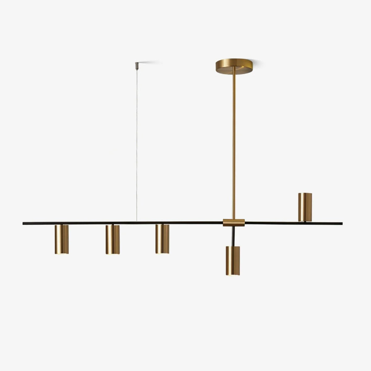 Cassandra Linear Chandelier – Modern Gold & Black Pendant Light for Kitchen Island