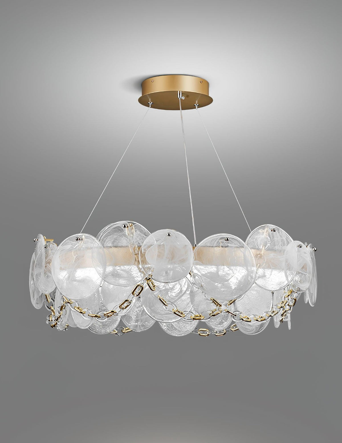 Cassia Modern LED Chandelier in Gold with Artisan Glass