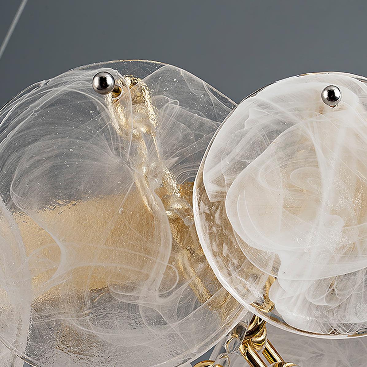 Cassia Modern LED Chandelier in Gold with Artisan Glass