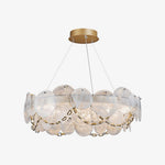 Cassia Modern LED Chandelier in Gold with Artisan Glass