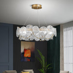 Cassia Modern LED Chandelier in Gold with Artisan Glass
