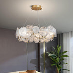 Cassia Modern LED Chandelier in Gold with Artisan Glass