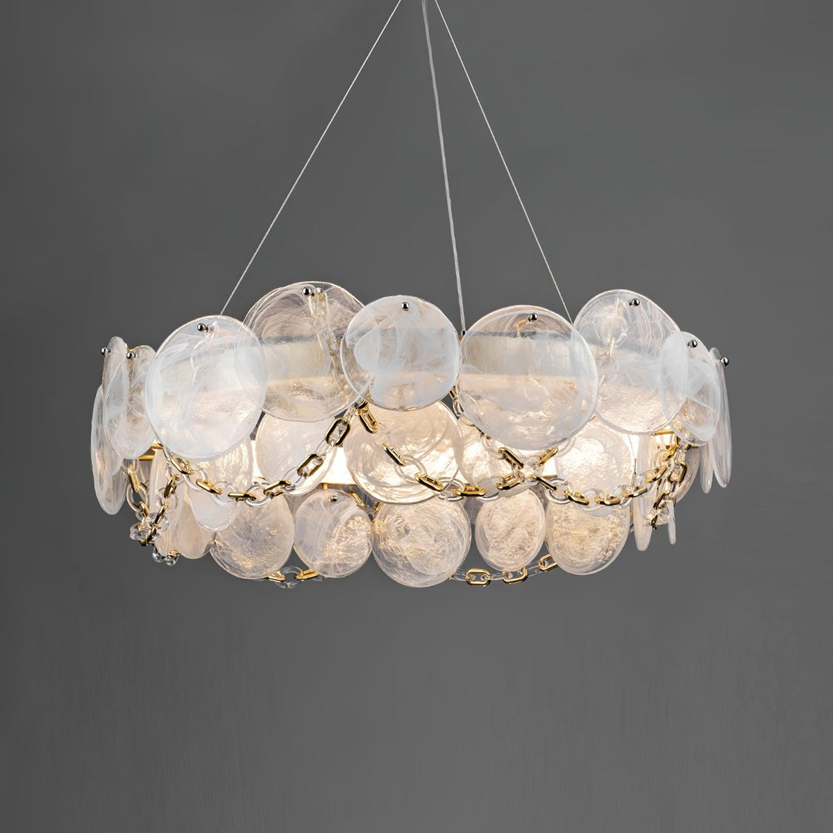 Cassia Modern LED Chandelier in Gold with Artisan Glass
