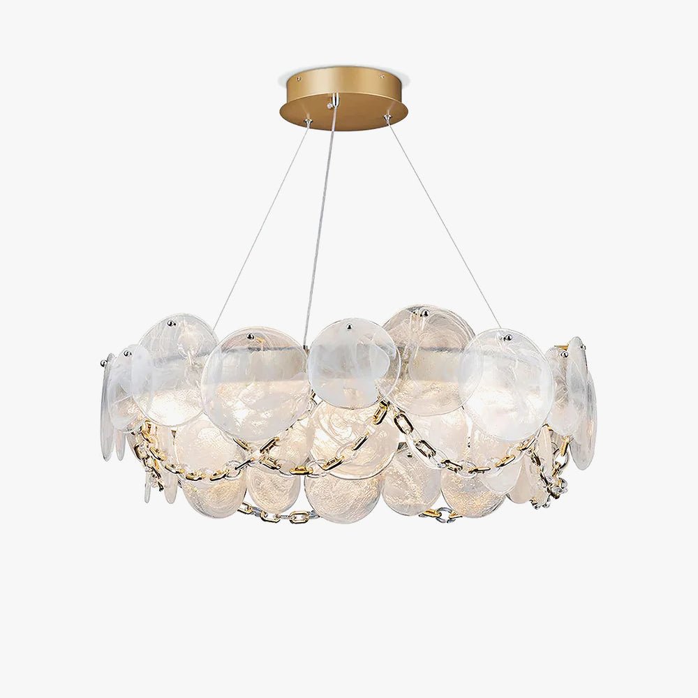Cassia Modern LED Chandelier in Gold with Artisan Glass