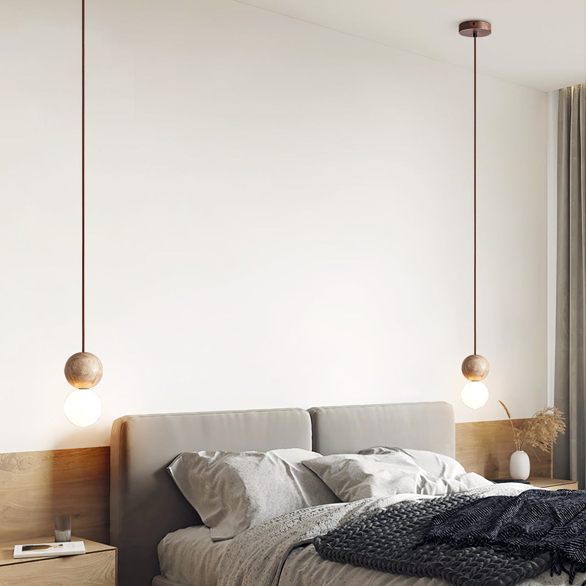 Cassia Travertine Pendant Light – Sculptural Stone Trio for Modern Interiors