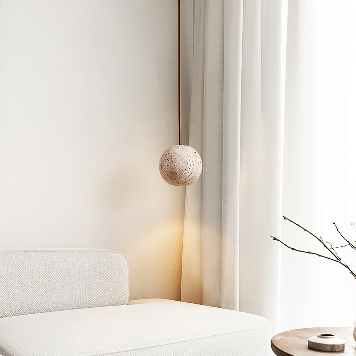 Cassia Travertine Pendant Light – Sculptural Stone Trio for Modern Interiors