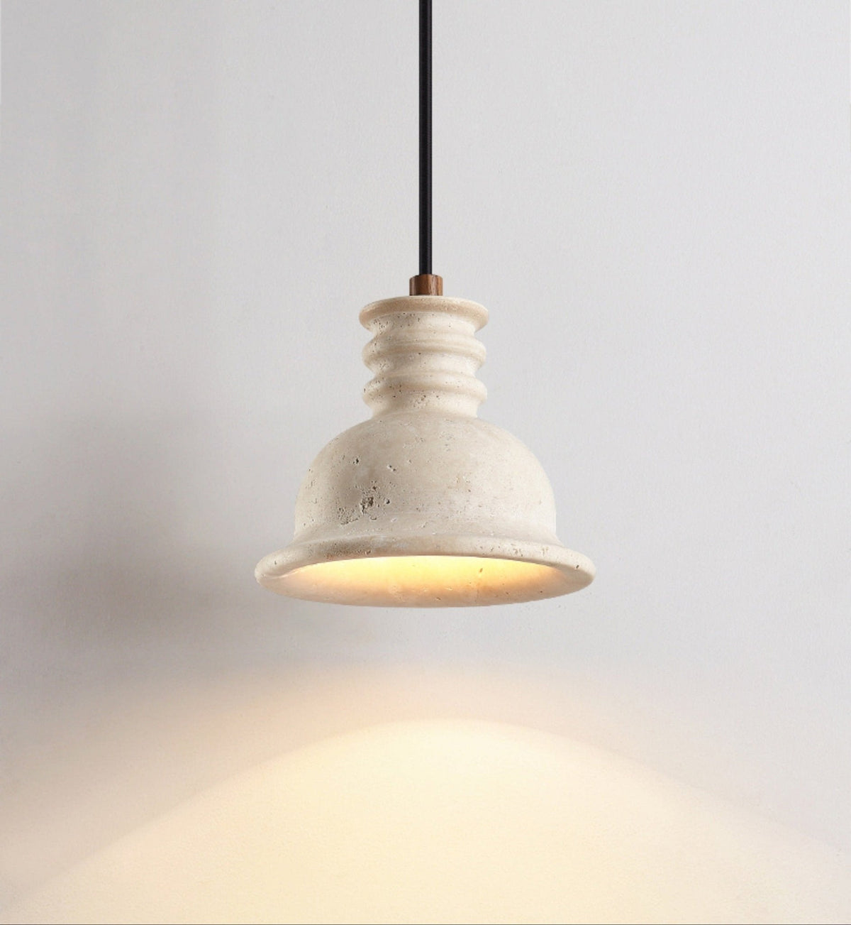 Cassian Stone Pendant Light – Travertine Bell Shade for Kitchen Island & Dining