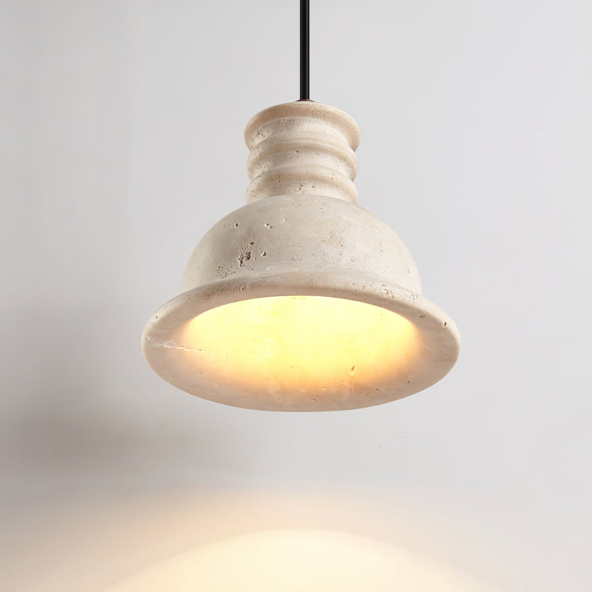 Cassian Stone Pendant Light – Travertine Bell Shade for Kitchen Island & Dining